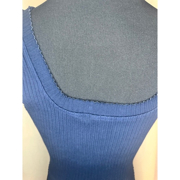 COTTON CITIZEN Ribbed Square Neck Tank Top Navy Blue Size M - Picture 3 of 5